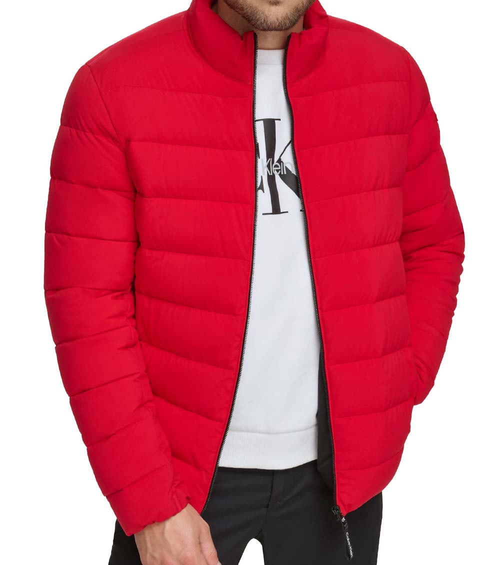 Calvin klein red puffer jacket mens on sale