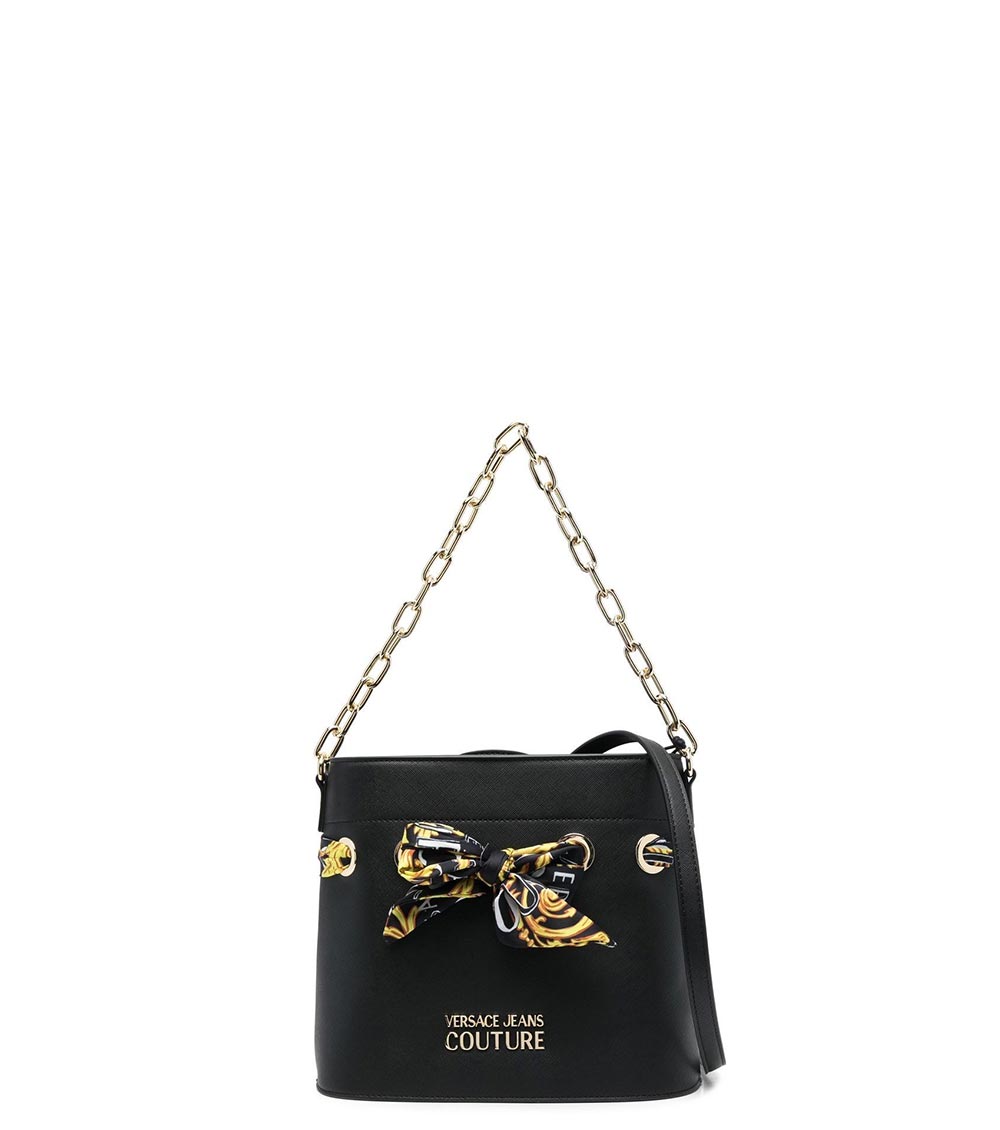 Versace Jeans Couture Black Scarf Medium Bucket Bag for Women Online India  at Darveys.com