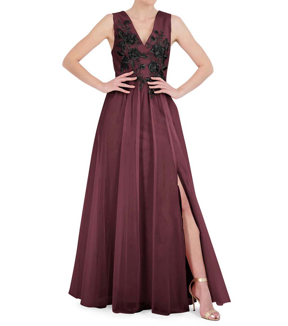 Bcbgmaxazria floral hotsell embroidered evening dress