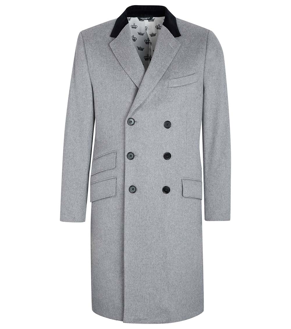 grey double breasted wool coat