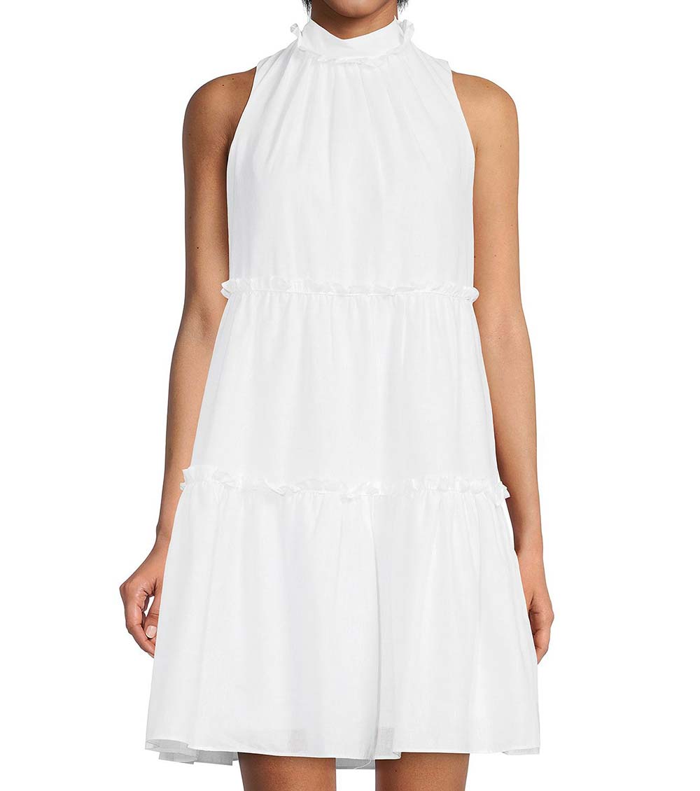 White high shop neck shift dress