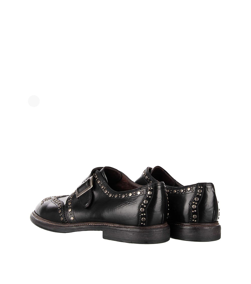 Dolce & Gabbana Black Studded Buckle Dress Shoes for Men Online