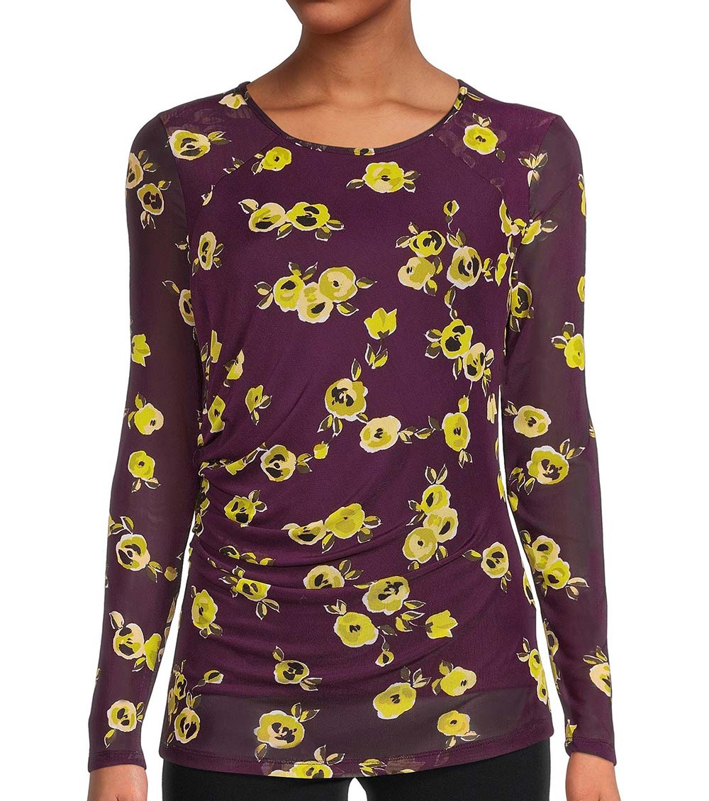 Calvin Klein Purple Floral Ruched Top for Women Online India at 