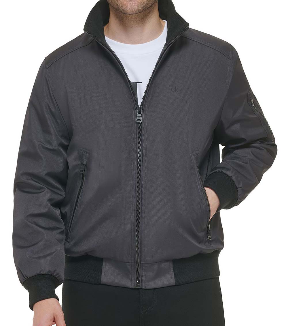 Dark grey bomber jacket mens sales