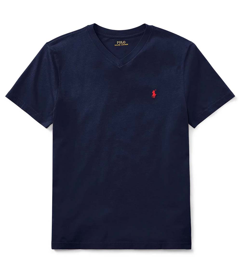 Ralph Lauren Boys Cruise Navy V Neck T Shirt