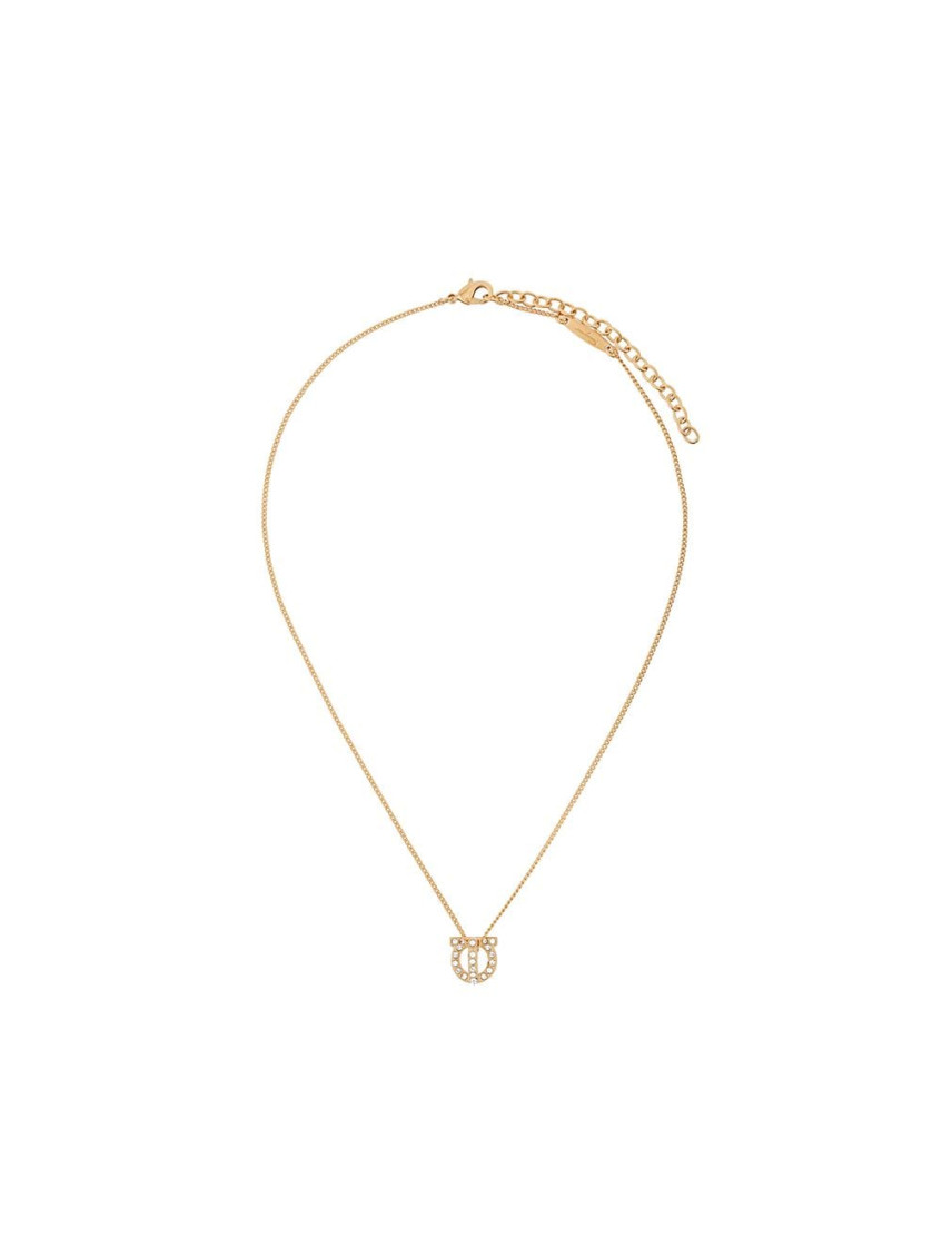 Ferragamo Gancini Crystal- Embellished Necklace In Golden