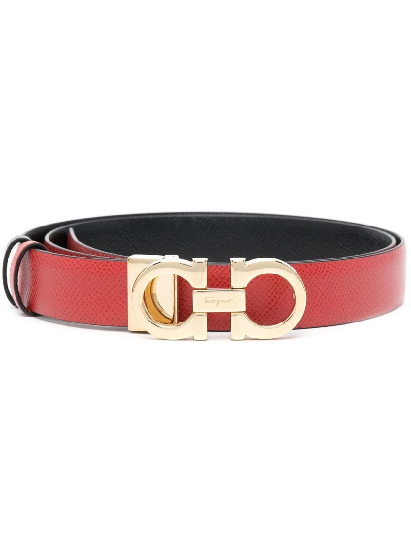 Ferragamo Red Gancini Belt In Red