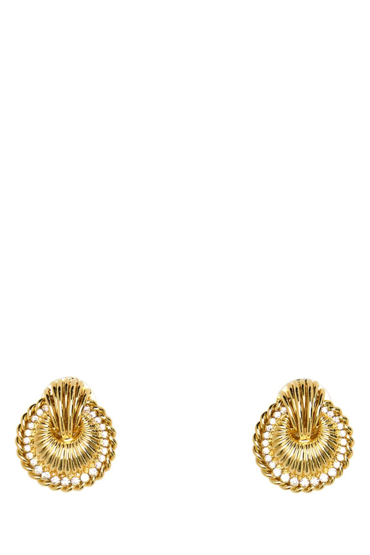 Alessandra Rich Metal Earrings With Embellished Texture And Textured Finish In Golden