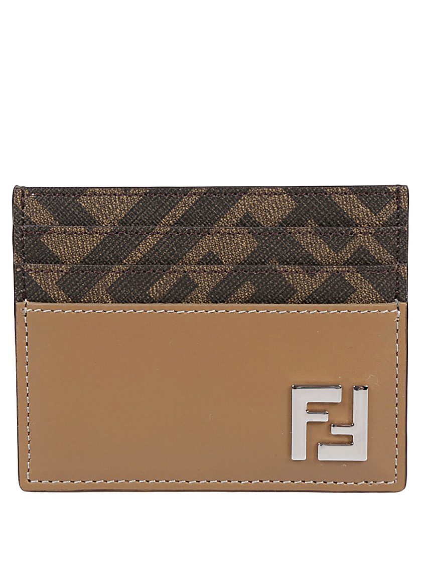 Fendi Beige Credit Card Holder In Beige