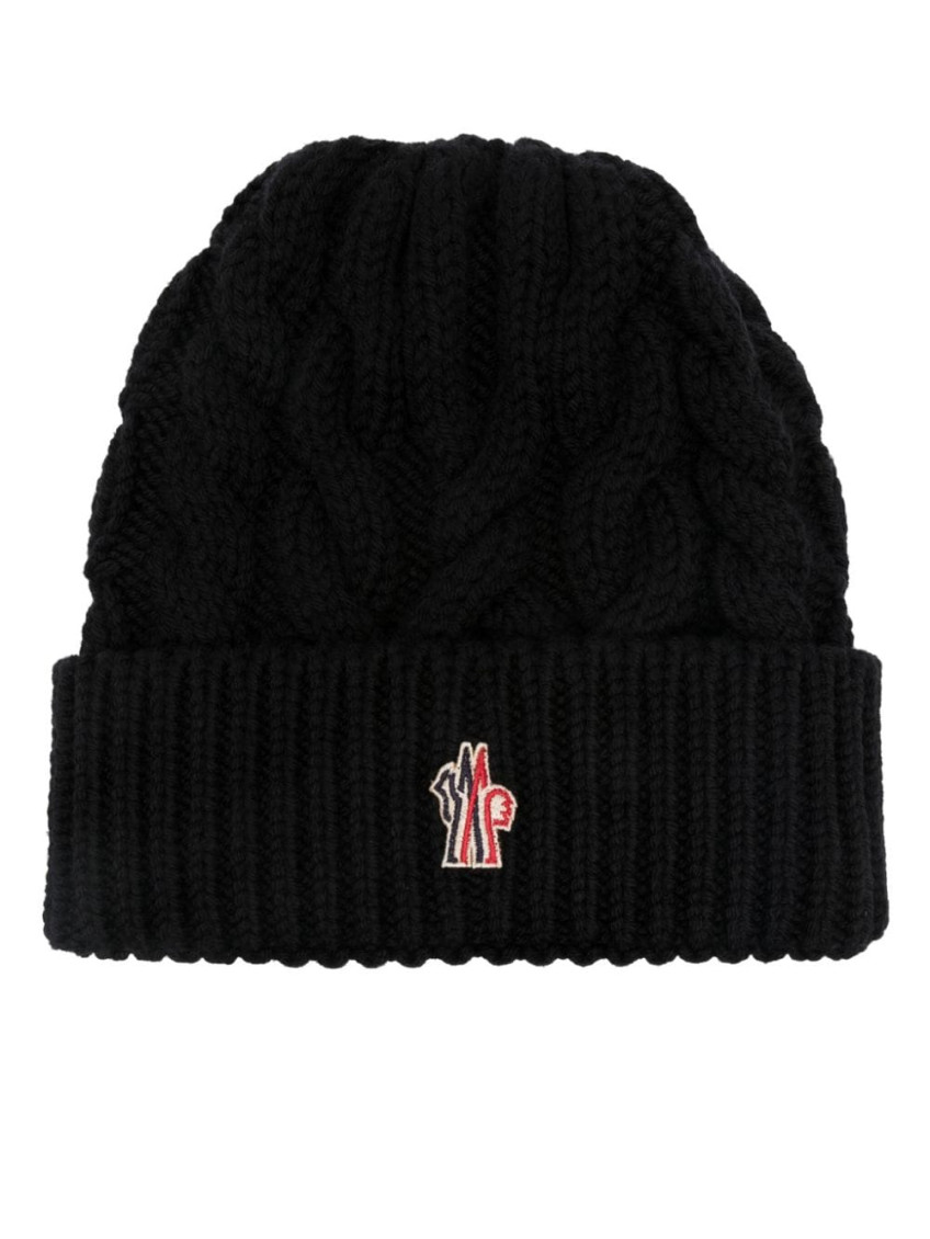 Moncler Virgin Wool Beanie In Black