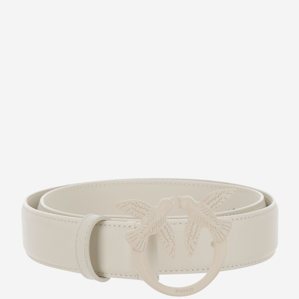 Pinko White Tonal Signature Buckle Belt