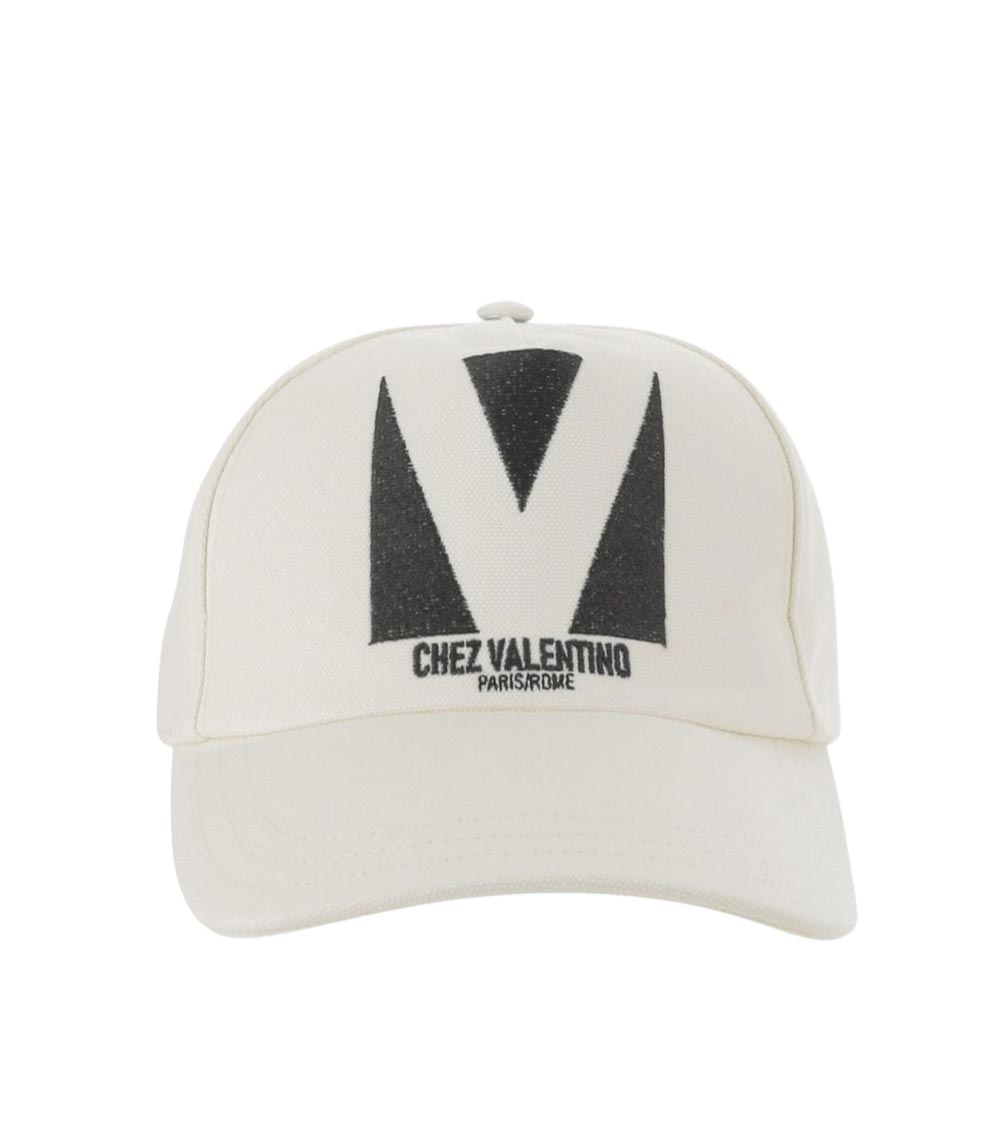Valentino Ivory Cotton Baseball Cap