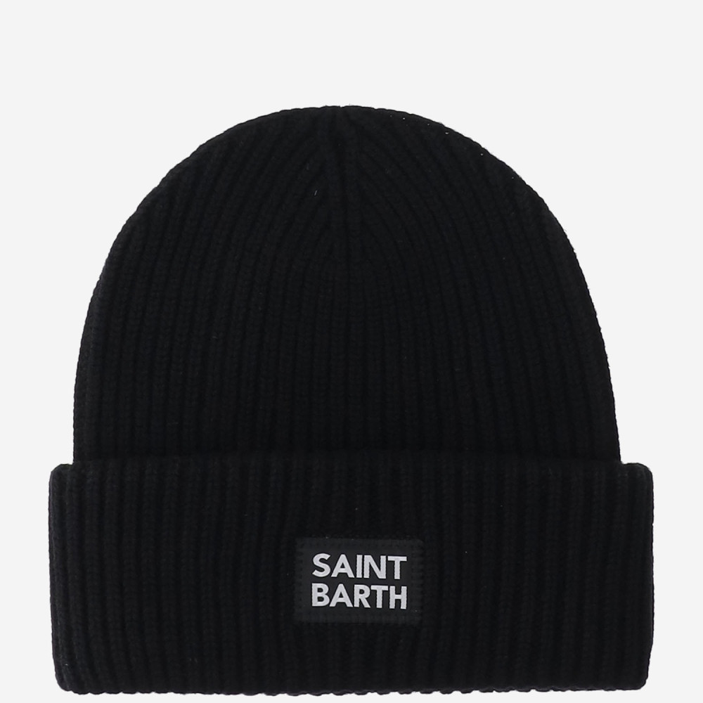 Mc2 Saint Barth Black Logo Beanie Hat