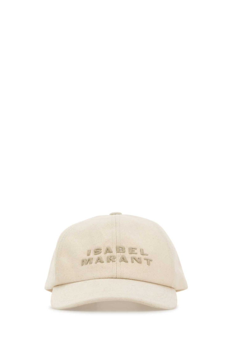 Isabel Marant Women Melange Ivory Cotton Tyron Baseball Cap
