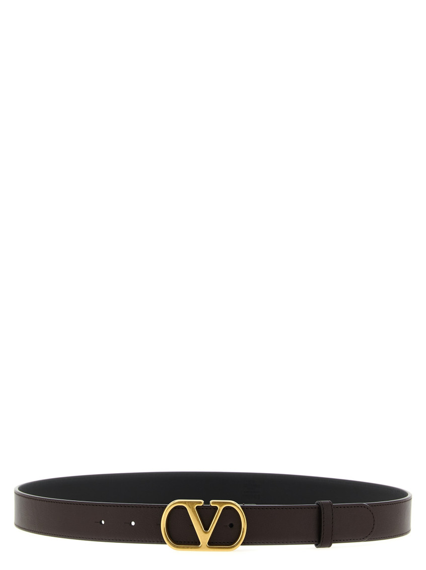 Valentino Garavani Dark Brown Logo Buckle Belt