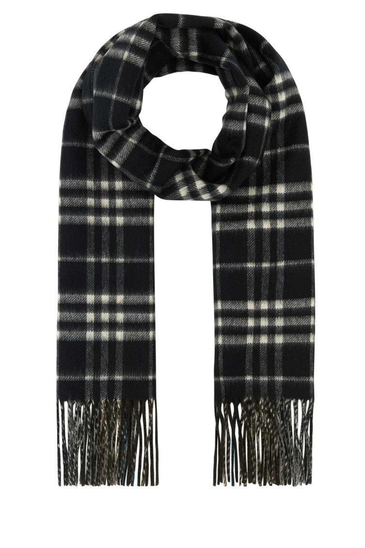 Burberry Black Signature Check Pattern Scarf