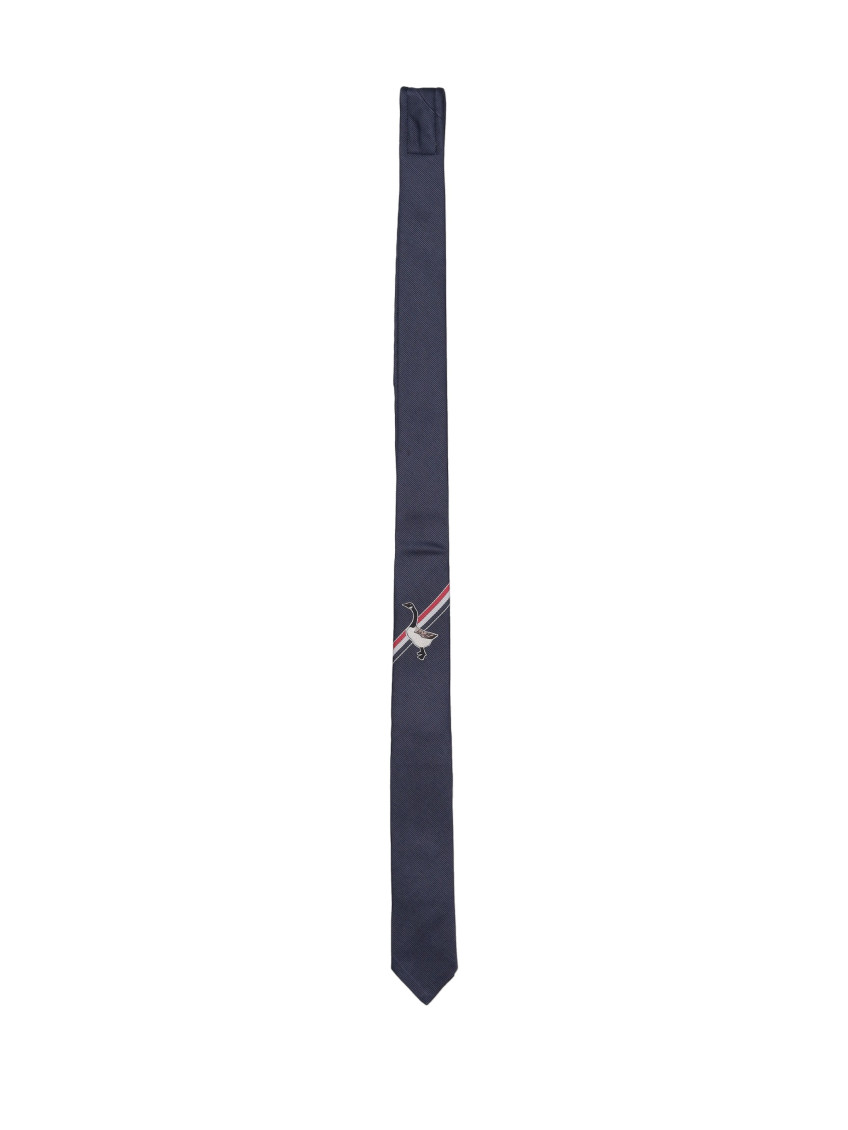 Thom Browne Hector Jacquard Silk Tie In Black