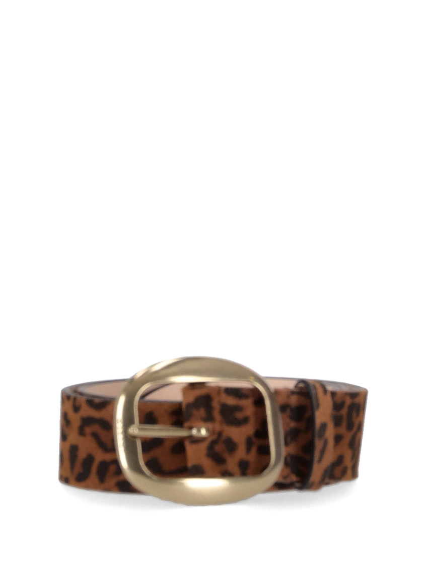 Isabel Marant Leopard Print Buckle Belt In Brown