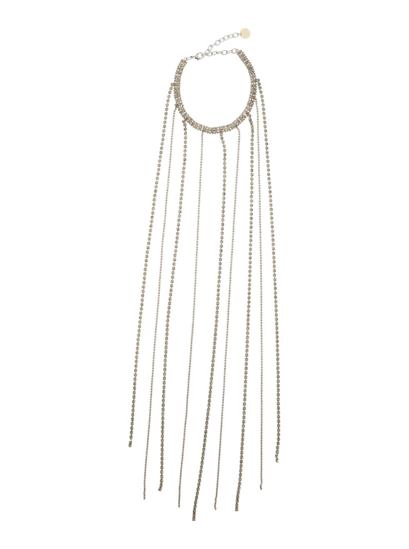 Silvia Gnecchi Metallic-colored Necklace With All-over Applied Glass Crystals And Adjustable Clasp In Gold