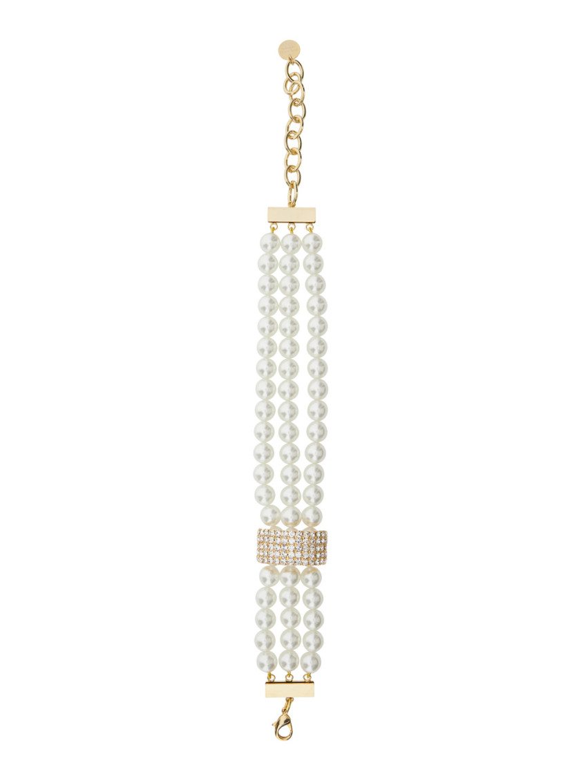 Silvia Gnecchi Golden Pearl Choker Necklace In Gold