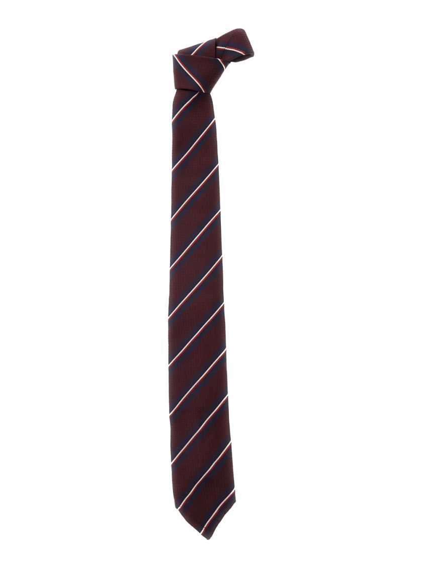 Dsquared2 Bordeaux Tie With All-over Striped Motif In Burgundy