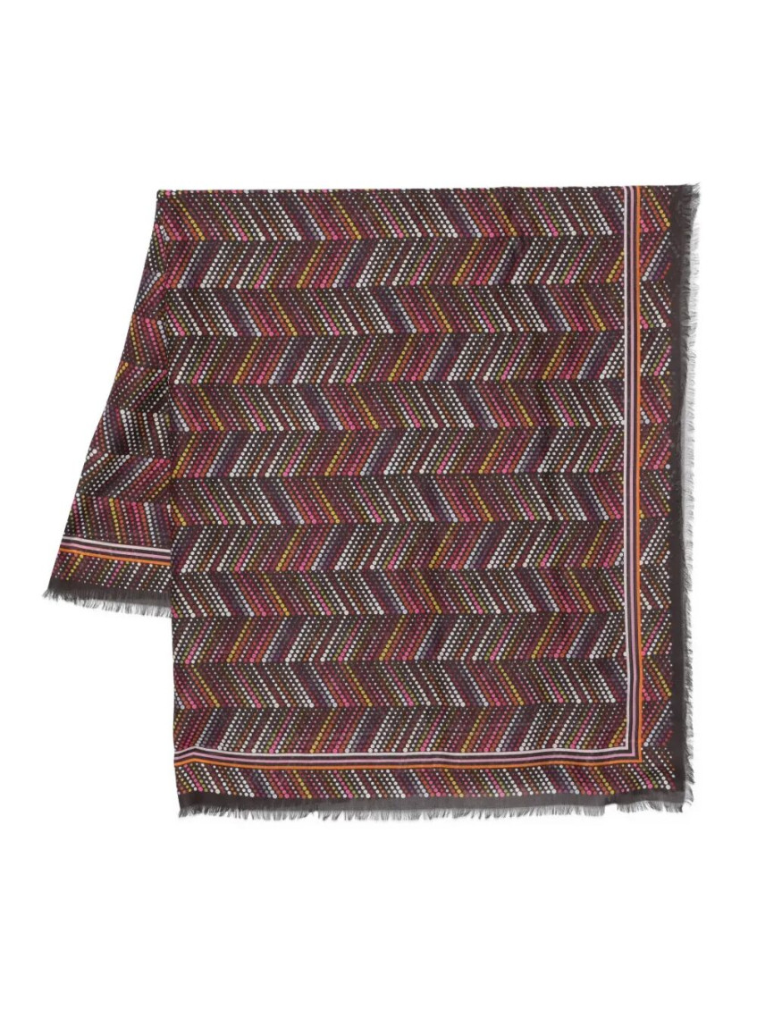 Missoni Brown Polka Dot Zigzag Scarf In Multi