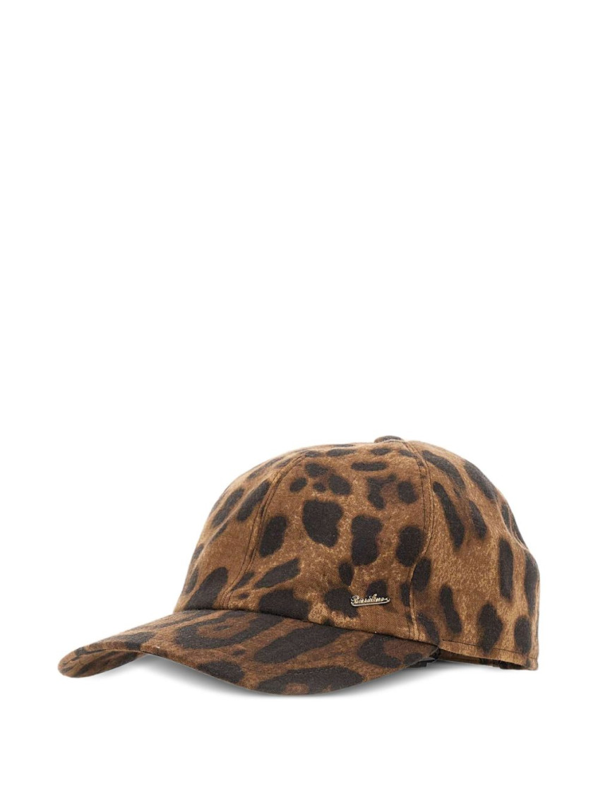 Borsalino Animal Print Wool Baseball Cap With Curved Brim In Brown