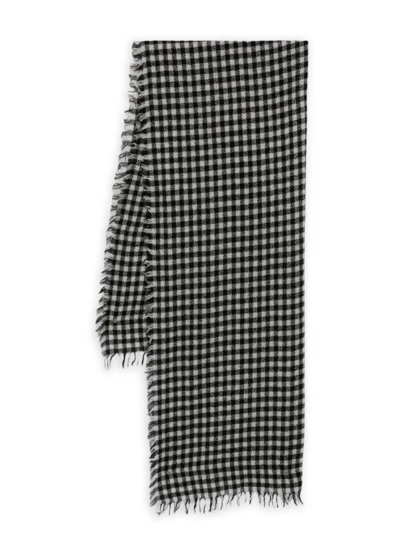 Faliero Sarti Black Gingham Pattern Scarf In Gray