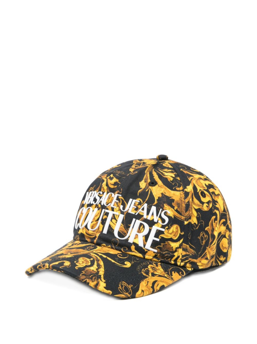 Versace Jeans Couture Baroque Print Cotton Baseball Cap In Brown