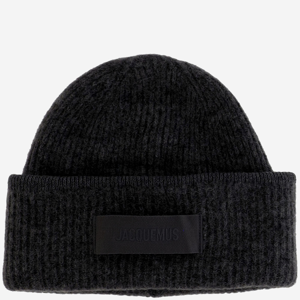 Jacquemus Men Black Round Crown Turn-up Brim Logo Patch To The Front In Black