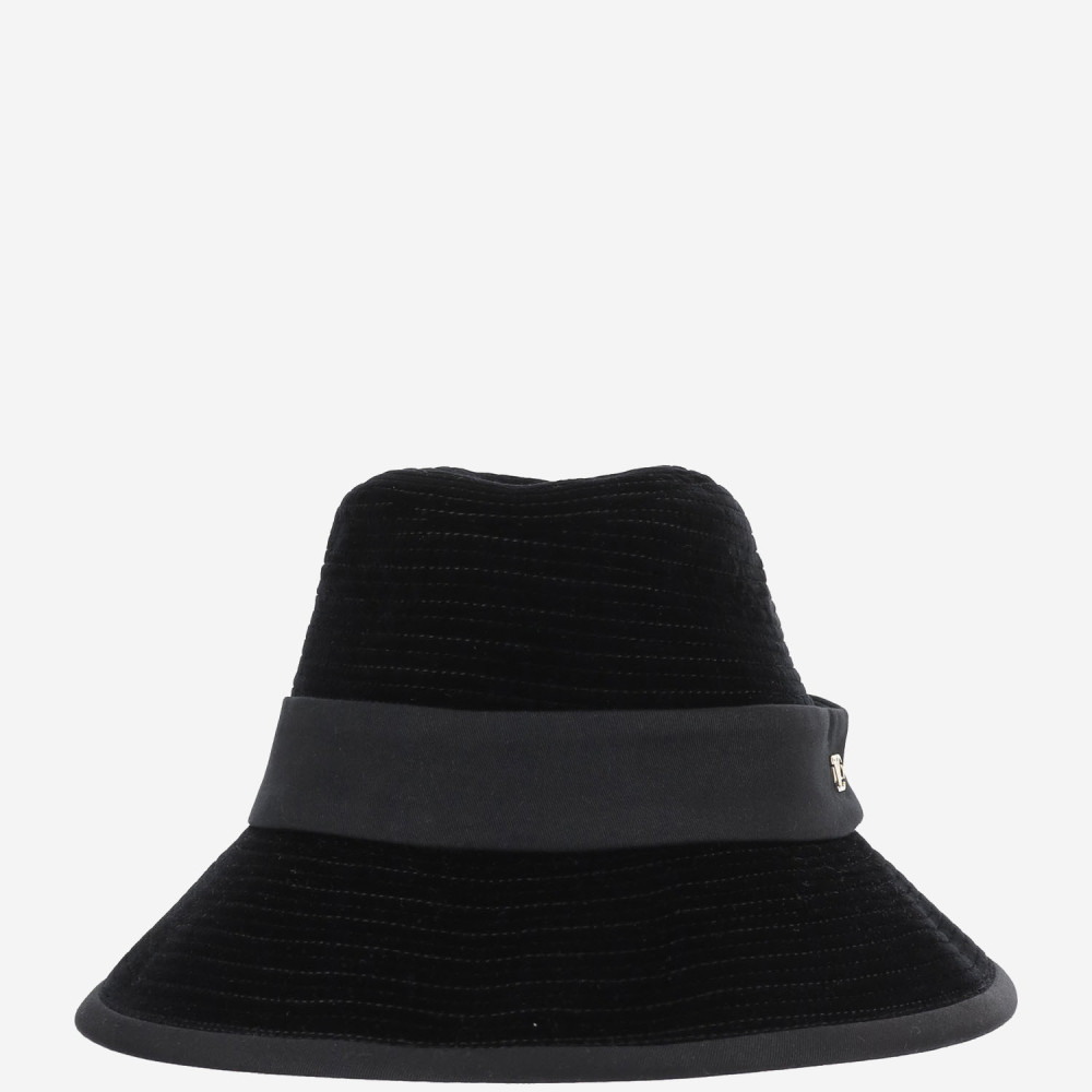 Valentino Black Vlogo Fedora Hat In Black