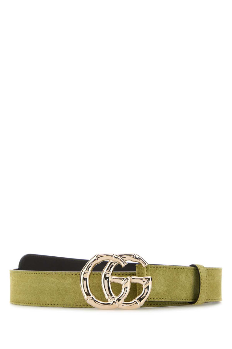 Gucci Light Green Signature Buckle Belt In Green