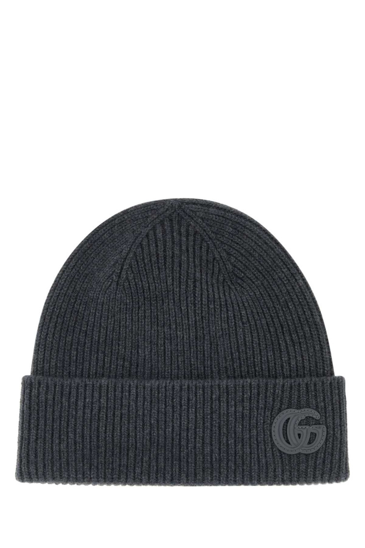 Gucci Dark Grey Cashmere Beanie Hat In Gray