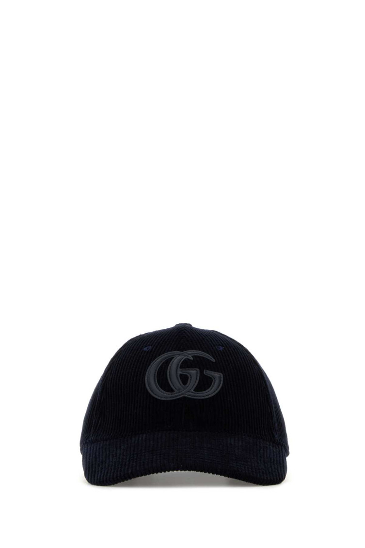 Gucci Textured Corduroy Baseball Cap With Curved Brim In Blue