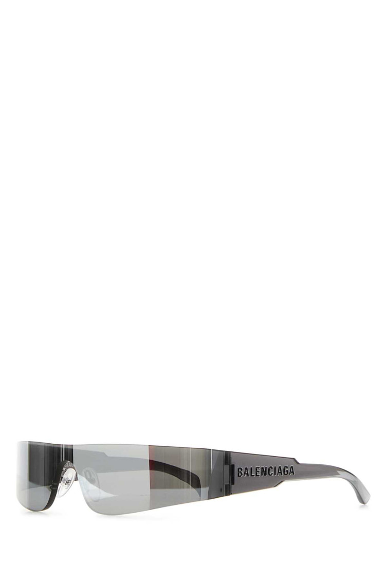 Balenciaga Silver Acetate Mono Rectangle Sunglasses In Silver