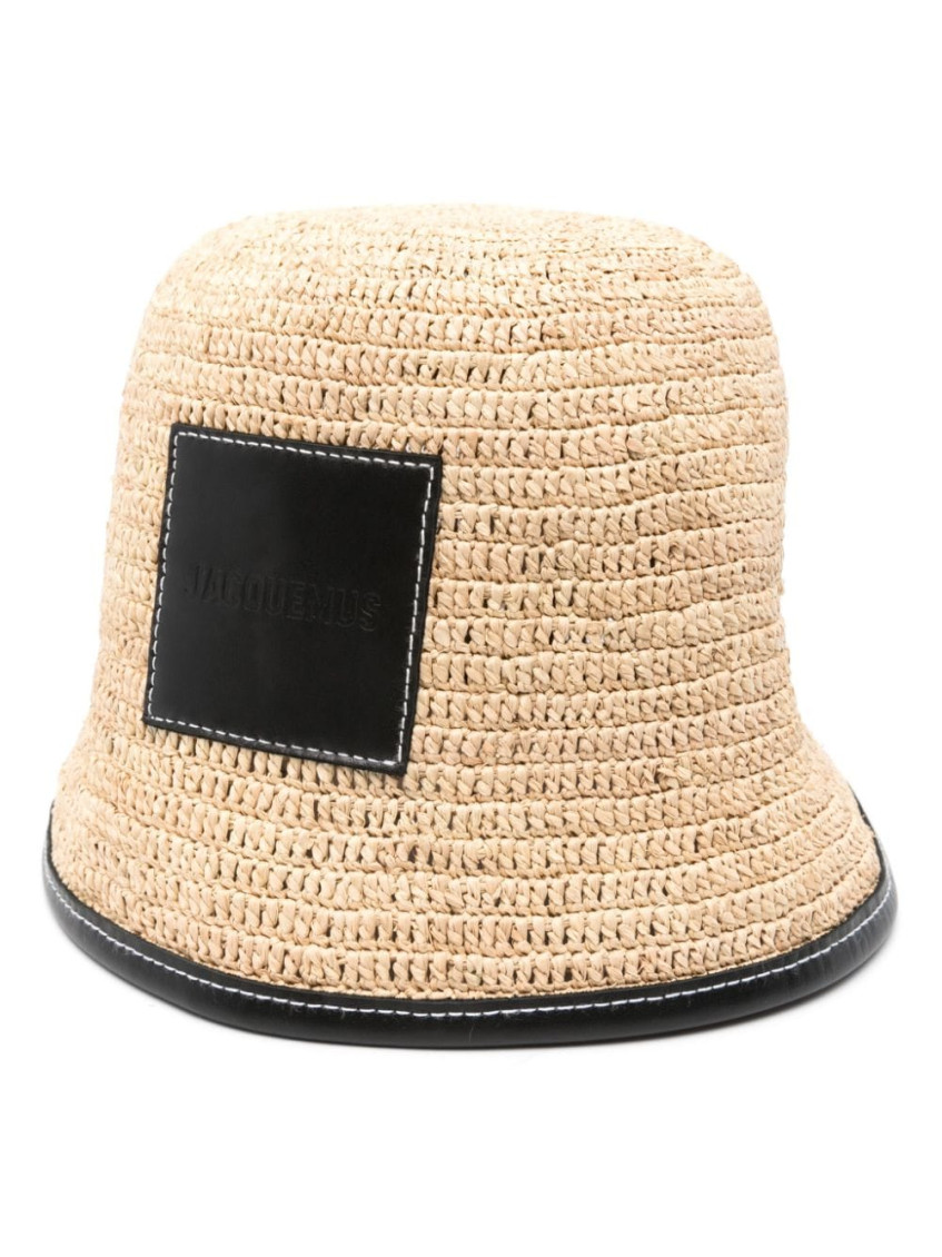 Jacquemus Soli Woven Bucket Hat In Black