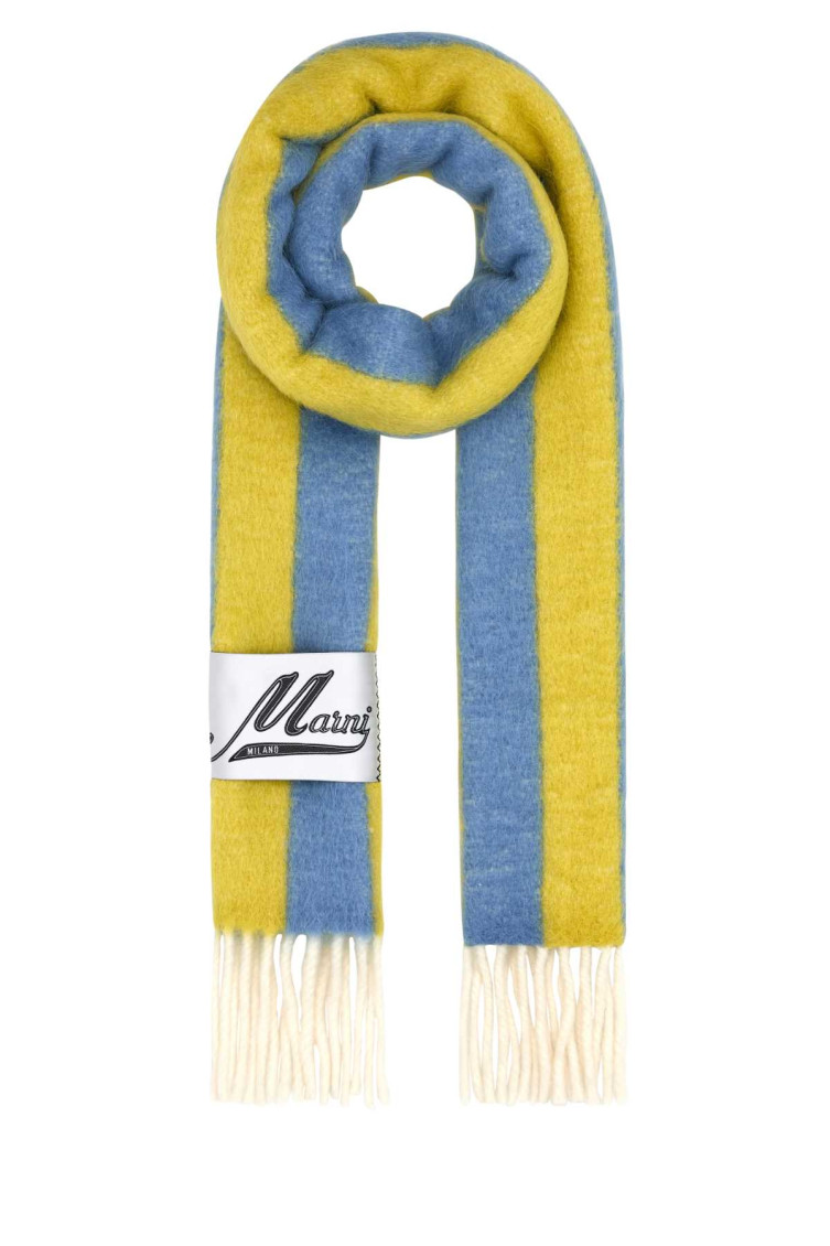 Marni Wool Blend Scarf With Embroidered Edges