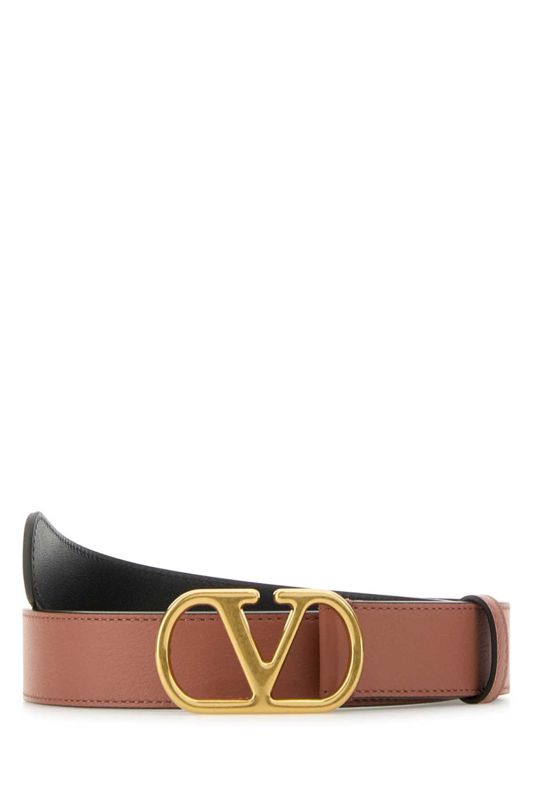 Valentino Dark Pink Leather Vlogo Belt