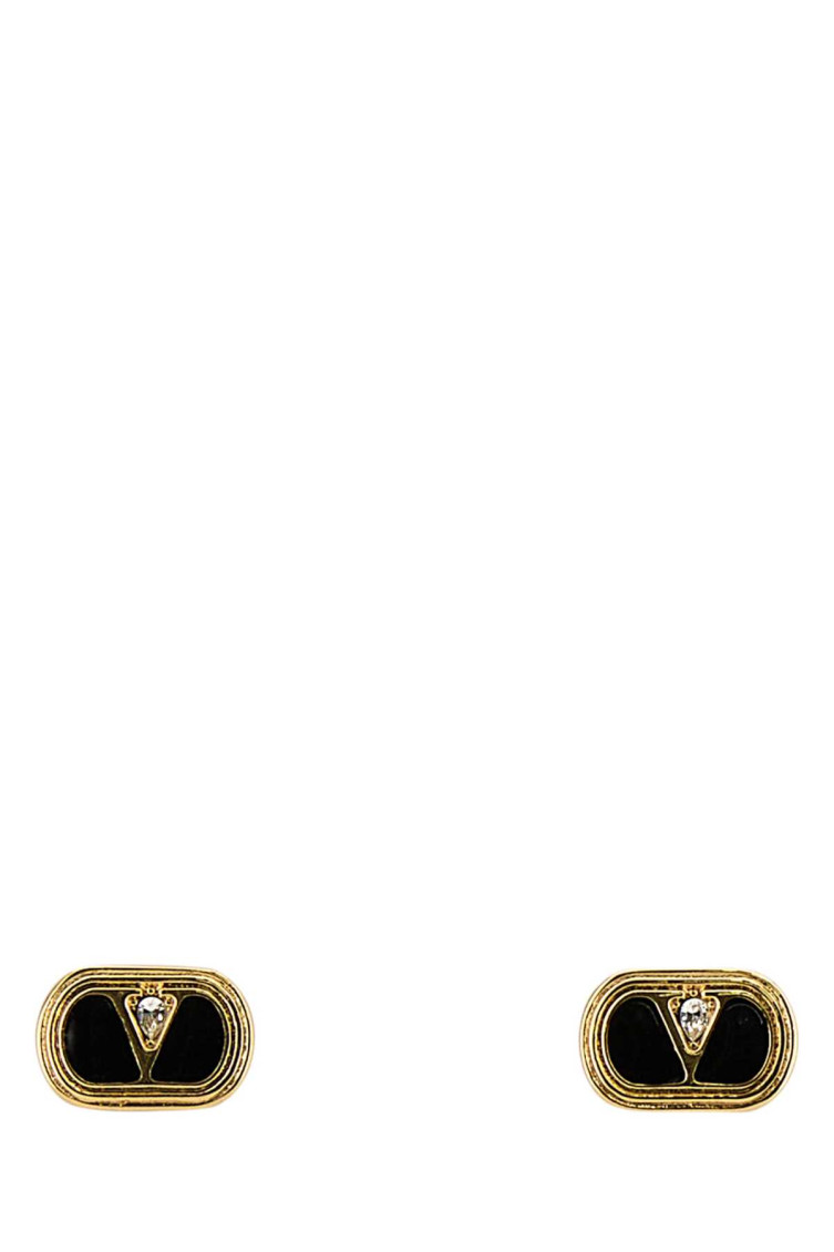 Valentino Two-tone Enamel And Metal Vlogo Earrings