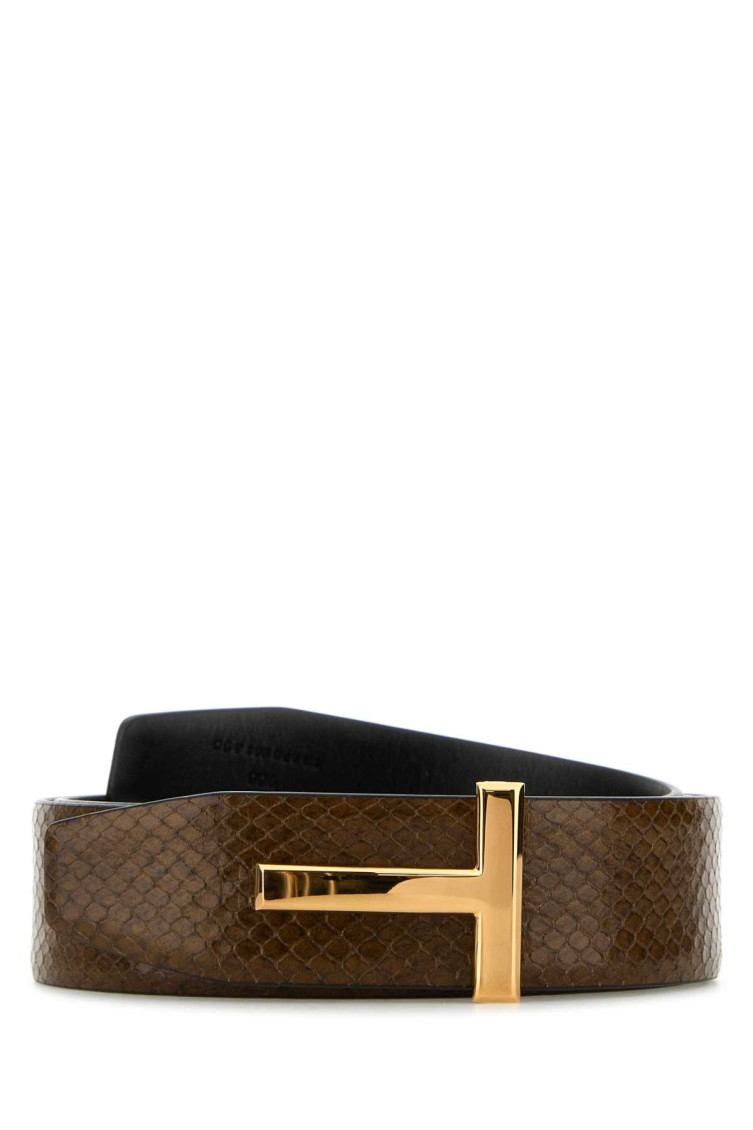 Tom Ford Men Brown Leather Reversible Belt