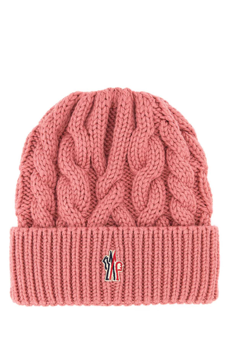 Moncler Light Pink Logo Beanie Hat In Pink