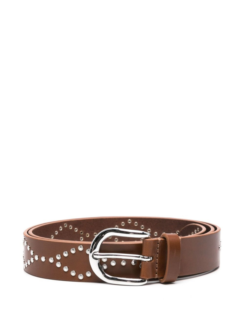 Isabel Marant Brown Studded Buckle Belt for Women Online USA  display picture 3