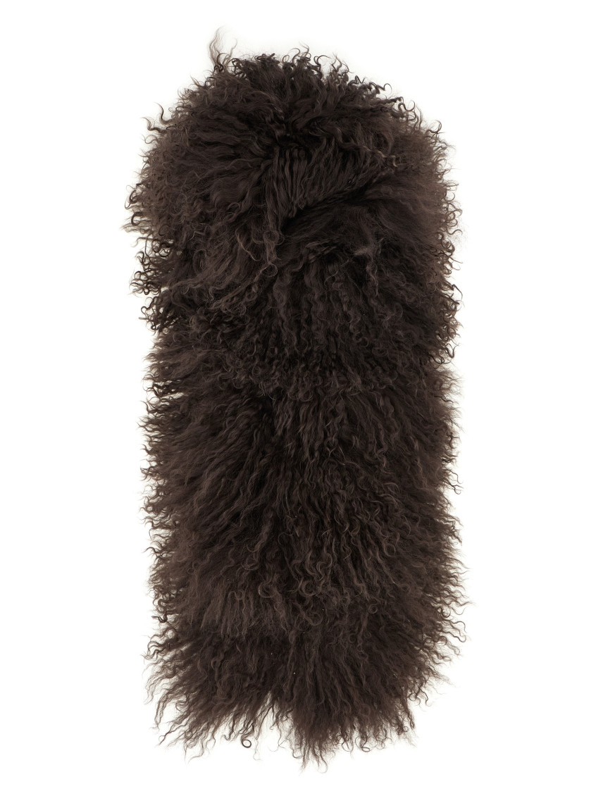 Yves Salomon Long-haired Scarf Scarves And Foulards Brown In Brown