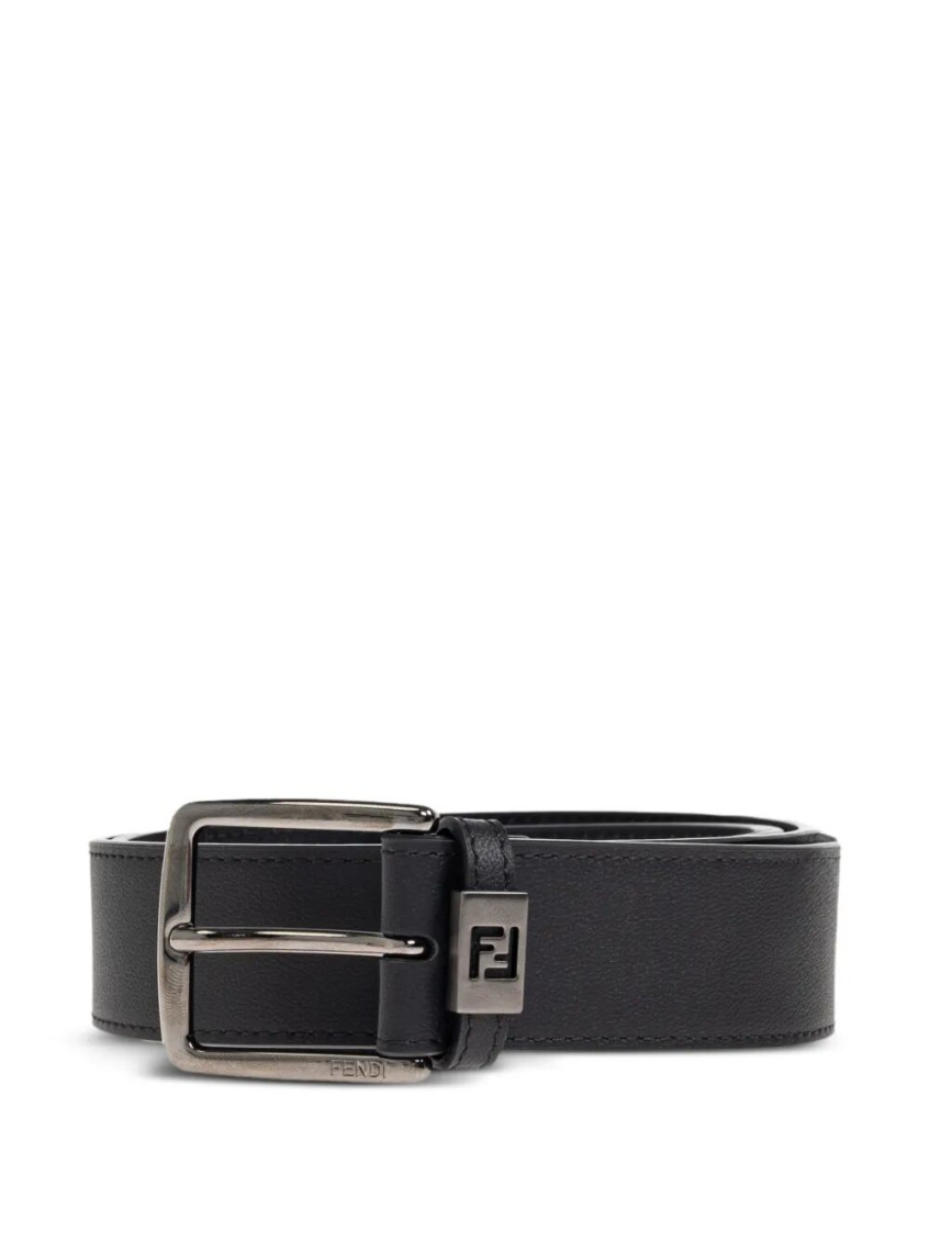 Fendi??Classic Logo Black Suede Belt?? FF Rounded Belt Leather Black | Fendi main image 3