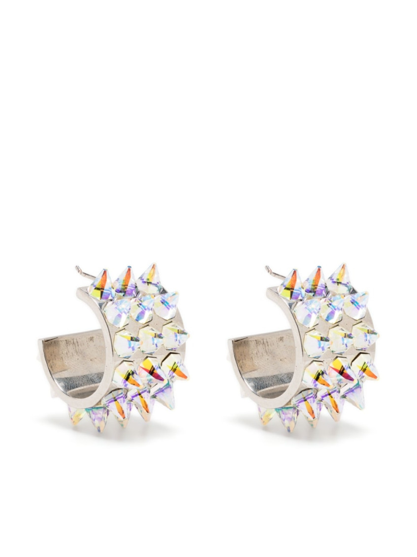 Amina Muaddi Small Hoop Earrings Spike Detailing In Silver