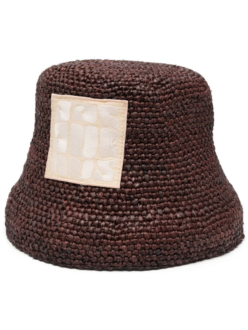 Jacquemus Ficiu Bucket Shape Patch Detail Hat In Brown