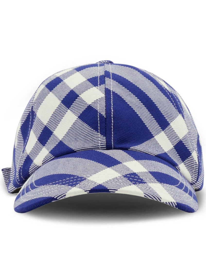 Burberry Check Wool-blend Baseball Cap In Navy Blue