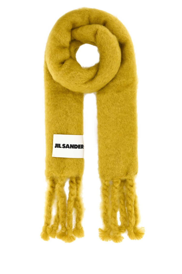 Jil Sander Yellow Sage Green Wool Blend Scarf