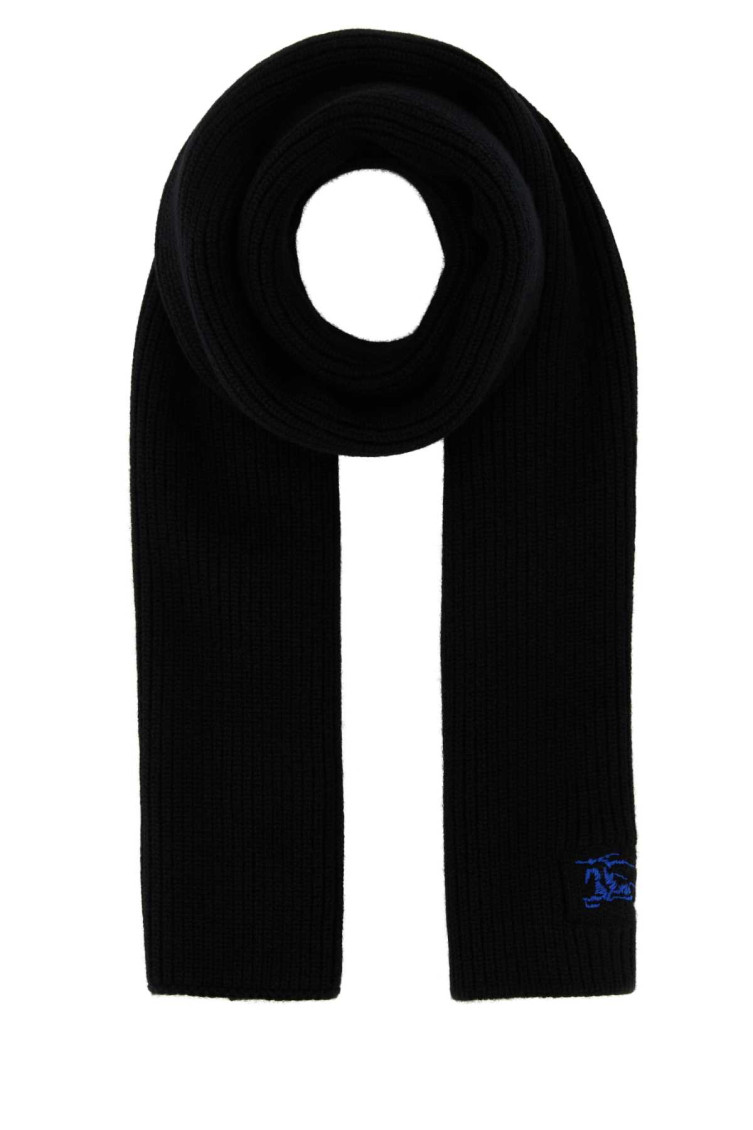 BURBERRY BLACK LOGO RIBBED SCARF 