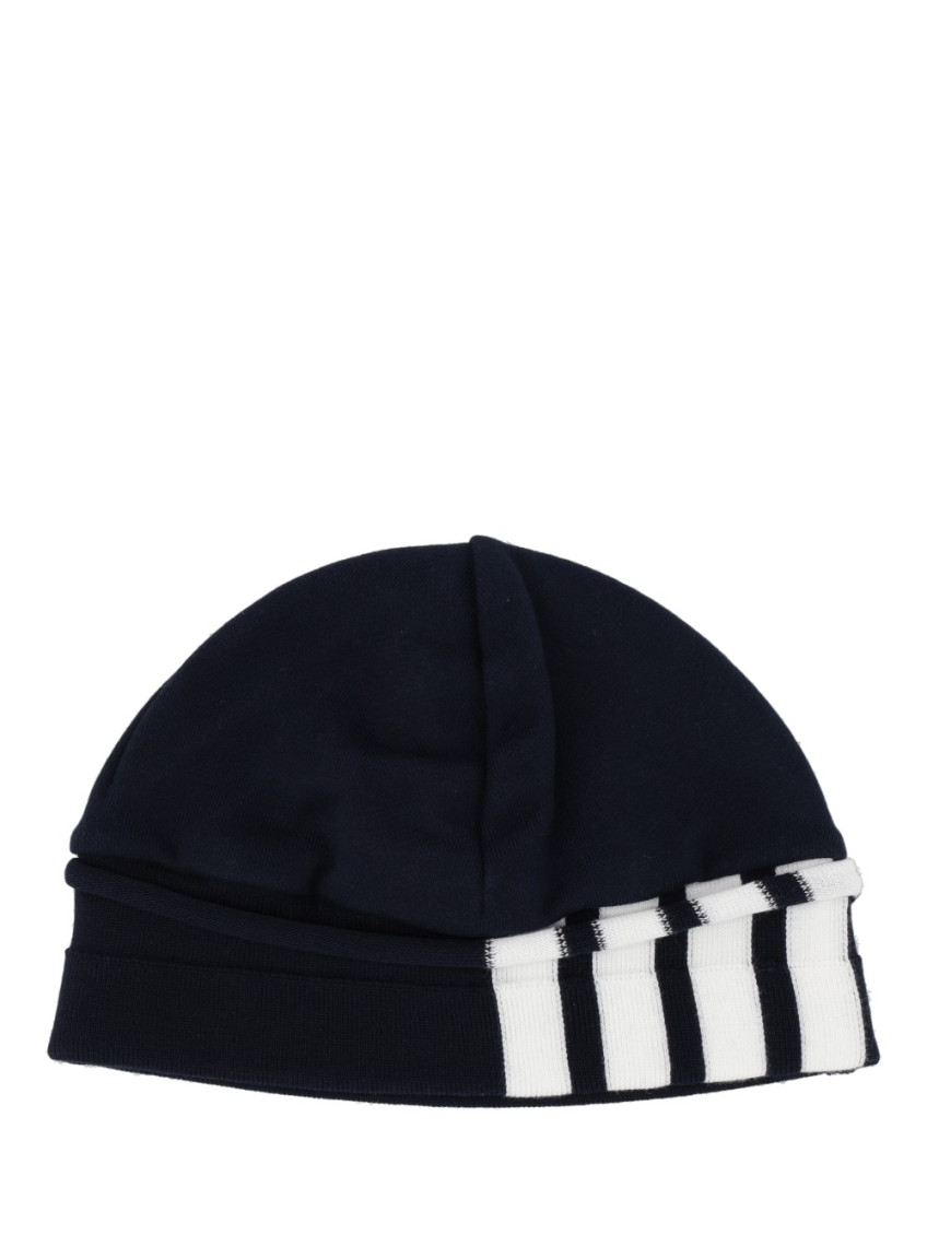 THOM BROWNE NAVY BLUE ENGINEERED 4-BAR BEANIE HAT